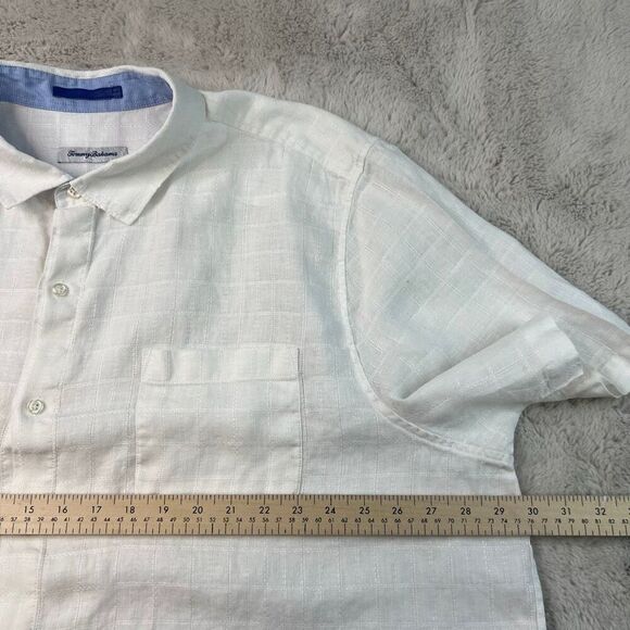 Tommy Bahama Button Up Shirt White Linen Casual Mens 3XL Short Sleeve Hawaiian - Picture 6 of 9